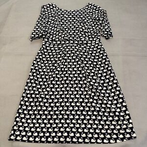 Emily and Fin Swan Print Fit Flare Dress Navy BOHO Cottage Prairie-S/UK10-6932